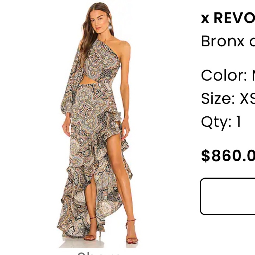Bronx and Banco Revolve Women's Paisley One-Shoulder Dress Gown